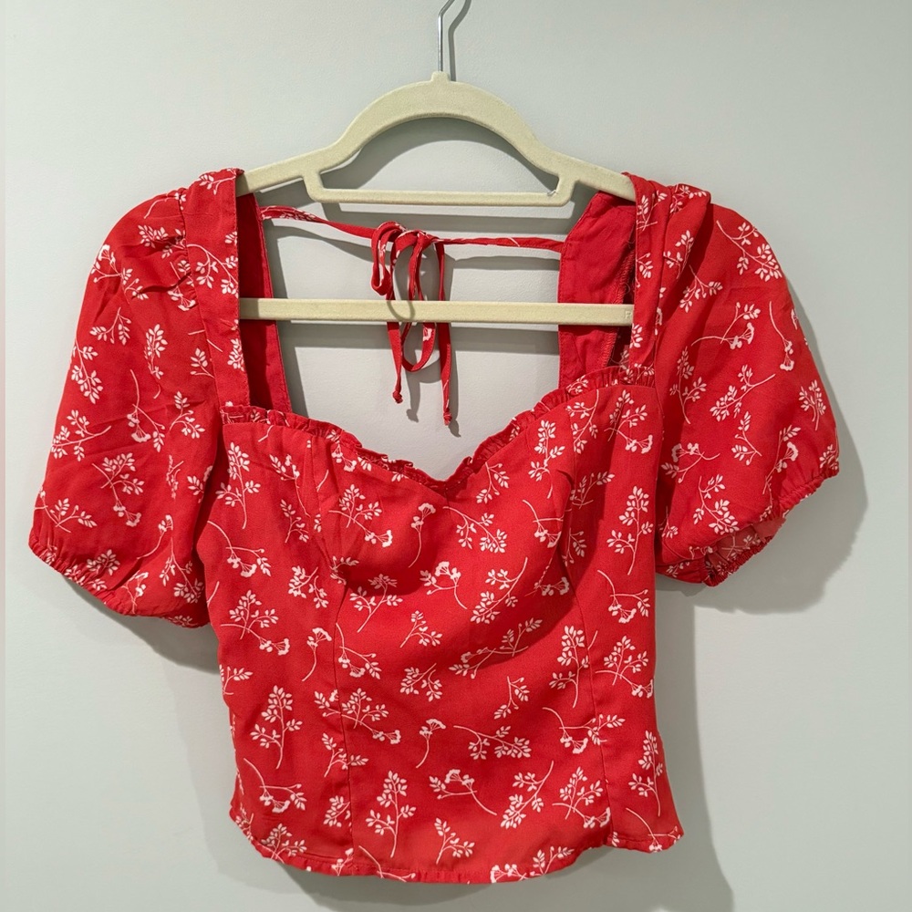 Abercrombie & Fitch Red Floral Blouse
